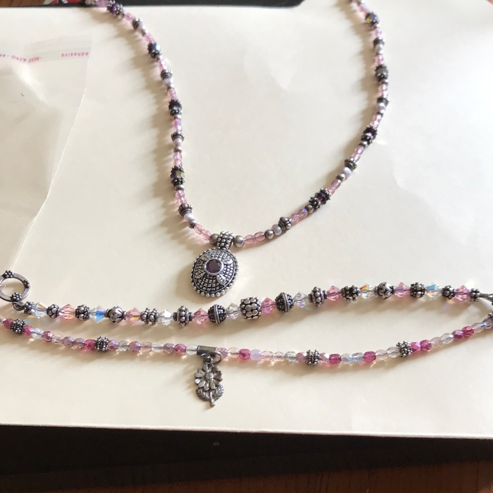 Matching necklace, bracelet and anklet set